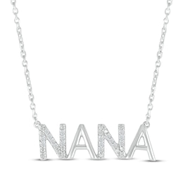 Diamond Alternating "Nana" Necklace 1/15 ct tw Sterling Silver 18"