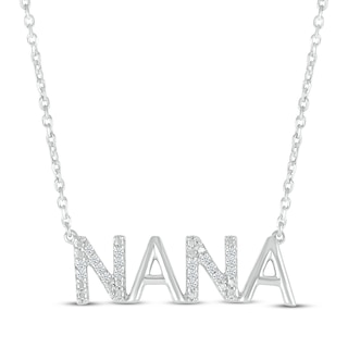 Diamond Alternating "Nana" Necklace 1/15 ct tw Sterling Silver 18"
