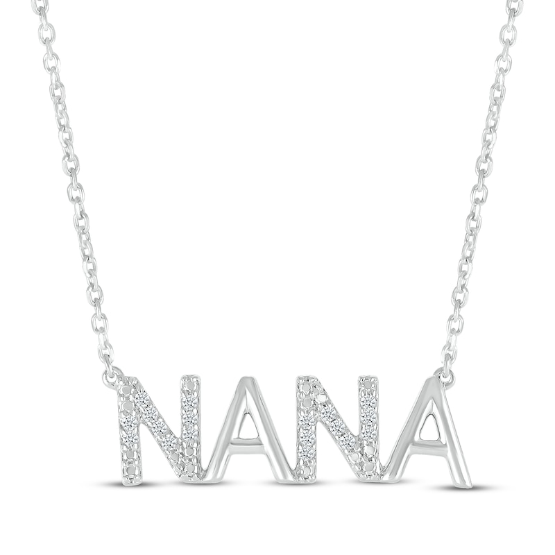Main Image 1 of Diamond Alternating &quot;Nana&quot; Necklace 1/15 ct tw Sterling Silver 18&quot;