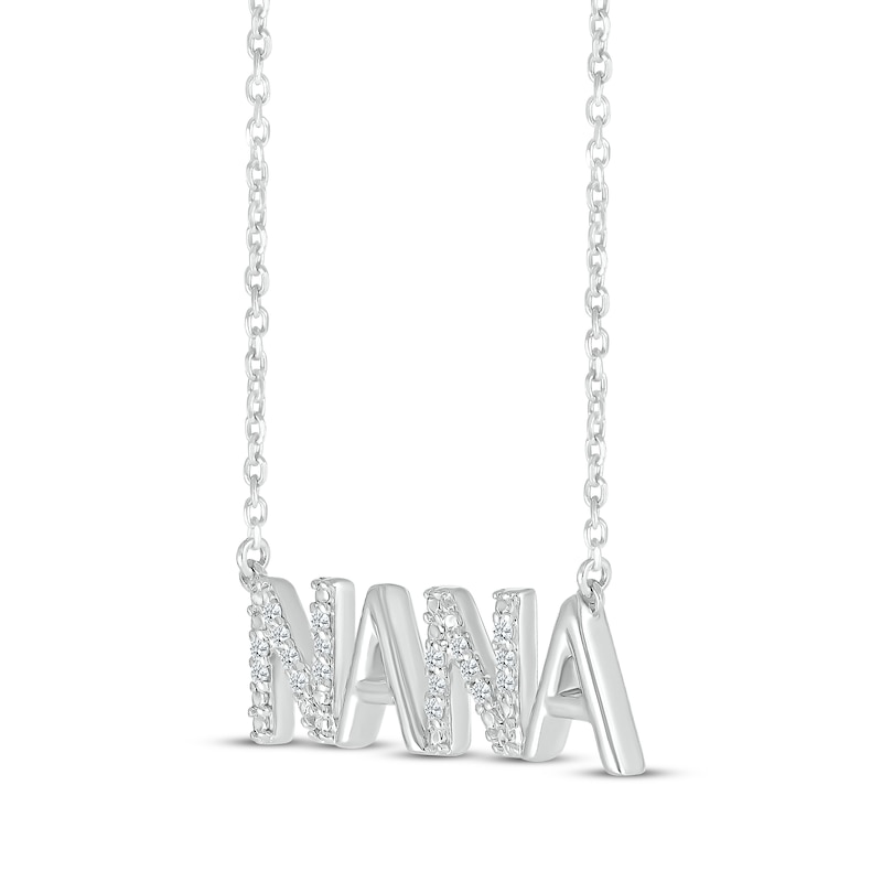 Main Image 2 of Diamond Alternating &quot;Nana&quot; Necklace 1/15 ct tw Sterling Silver 18&quot;