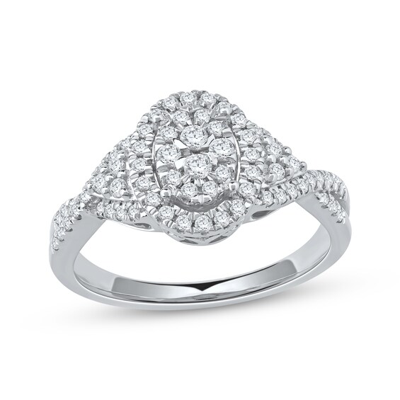 Now + Forever Multi-Diamond Engagement Ring 1/2 ct tw 14K White Gold