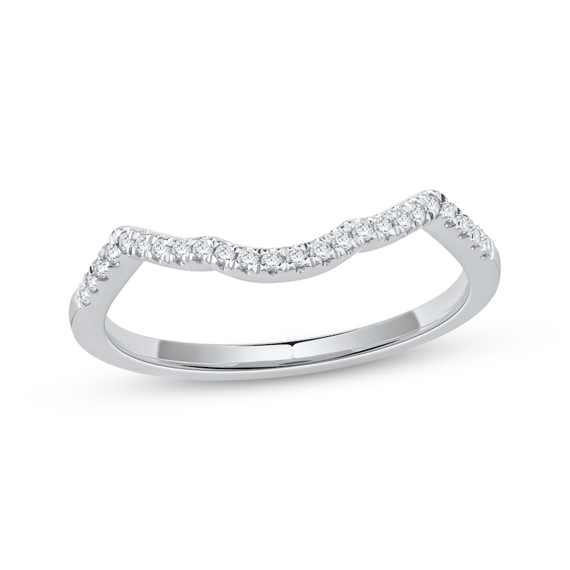 Main Image 1 of Now + Forever Diamond Contour Wedding Band 1/8 ct tw 14K White Gold