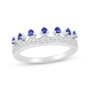 Thumbnail Image 1 of Blue & White Lab-Created Sapphire Crown Ring Sterling Silver