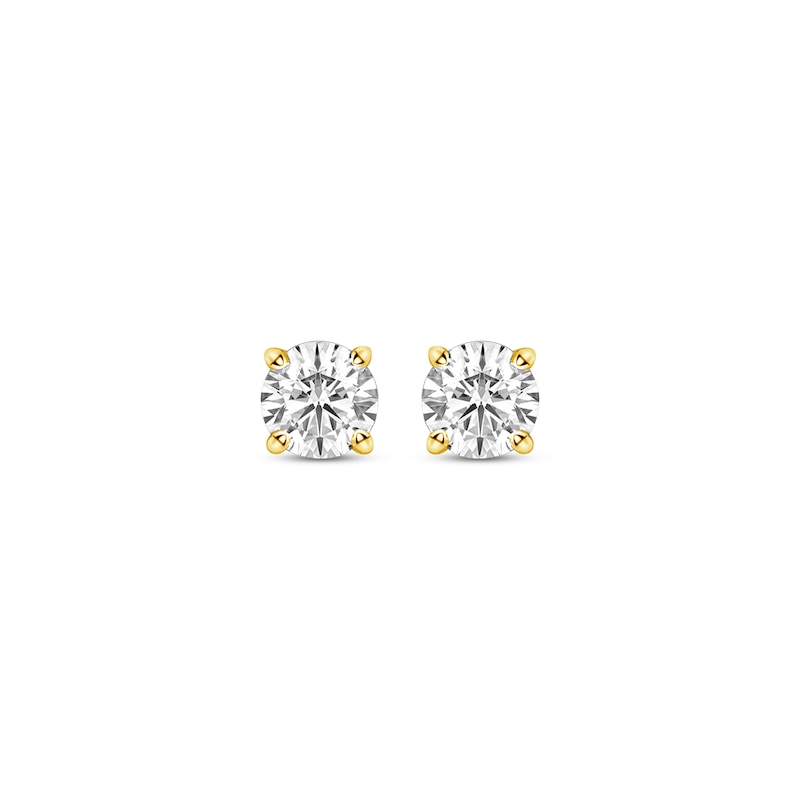 Main Image 2 of Certified Round-Cut Diamond Solitaire Stud Earrings 1/4 ct tw 14K Yellow Gold (I/I1)