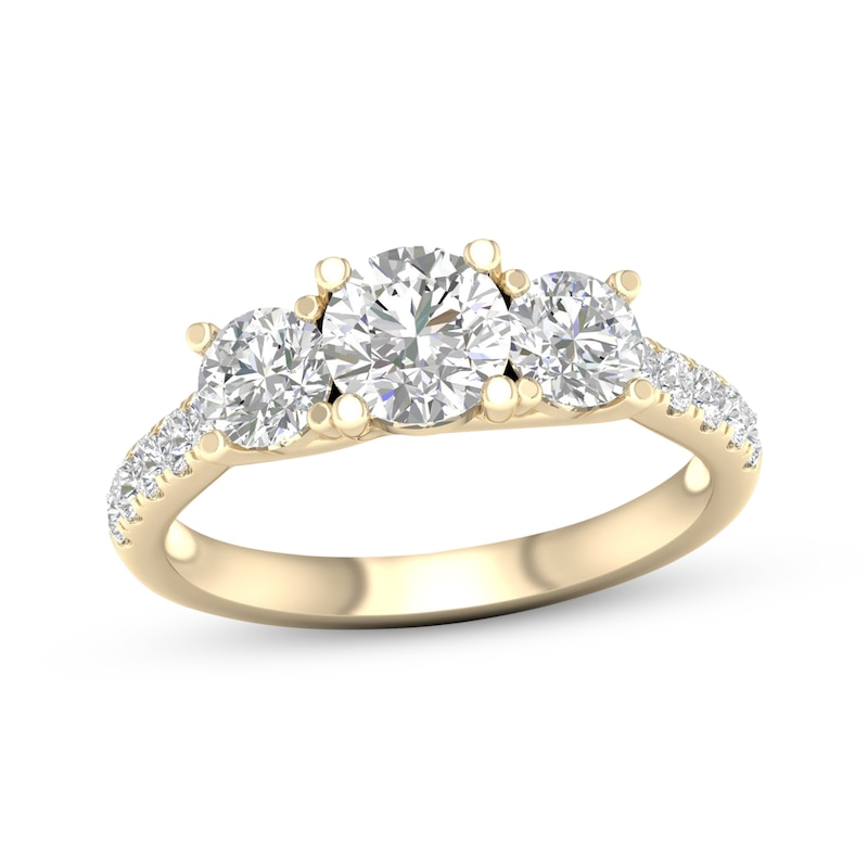 Memories Moments Magic Lab-Created Diamonds by KAY Round-Cut Three-Stone Engagement Ring 2 ct tw 14K Yellow Gold