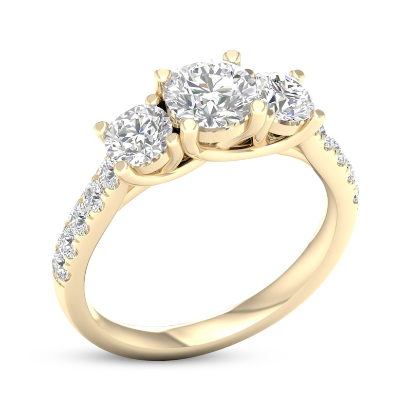 Memories Moments Magic Lab-Created Diamonds by KAY Round-Cut Three-Stone Engagement Ring 2 ct tw 14K Yellow Gold