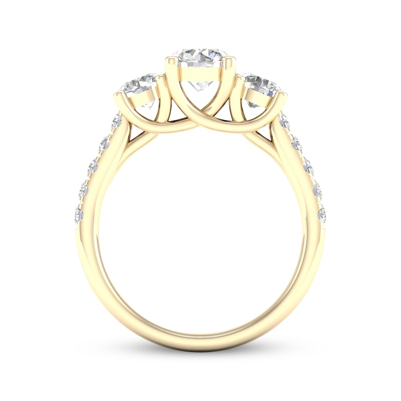 Memories Moments Magic Lab-Created Diamonds by KAY Round-Cut Three-Stone Engagement Ring 2 ct tw 14K Yellow Gold