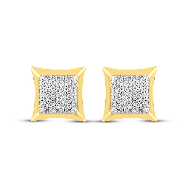 Main Image 2 of Men's Diamond Pillow-Shaped Stud Earrings 1/10 ct tw 10K Yellow Gold