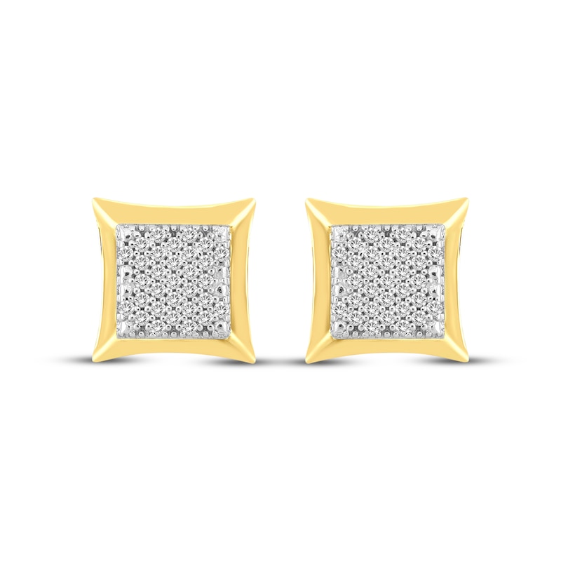 Men's Diamond Pillow-Shaped Stud Earrings 1/10 ct tw 10K Yellow Gold