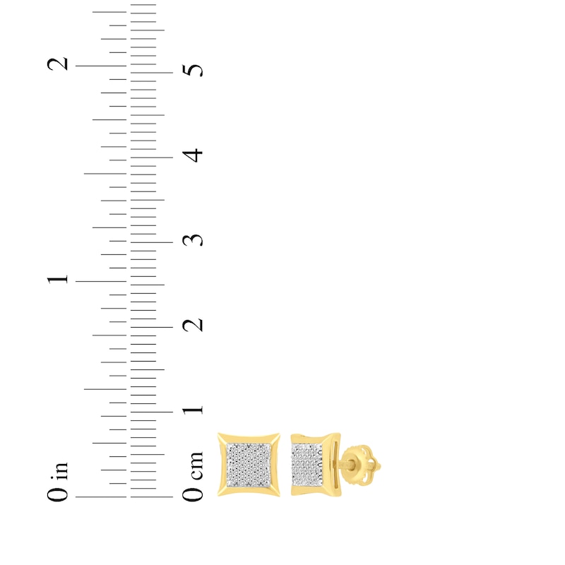 Main Image 4 of Men's Diamond Pillow-Shaped Stud Earrings 1/10 ct tw 10K Yellow Gold