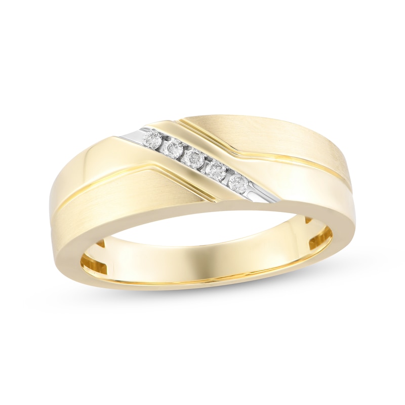 Main Image 1 of Now + Forever Men's Diamond Diagonal Wedding Ring 1/15 ct tw 10K Yellow Gold