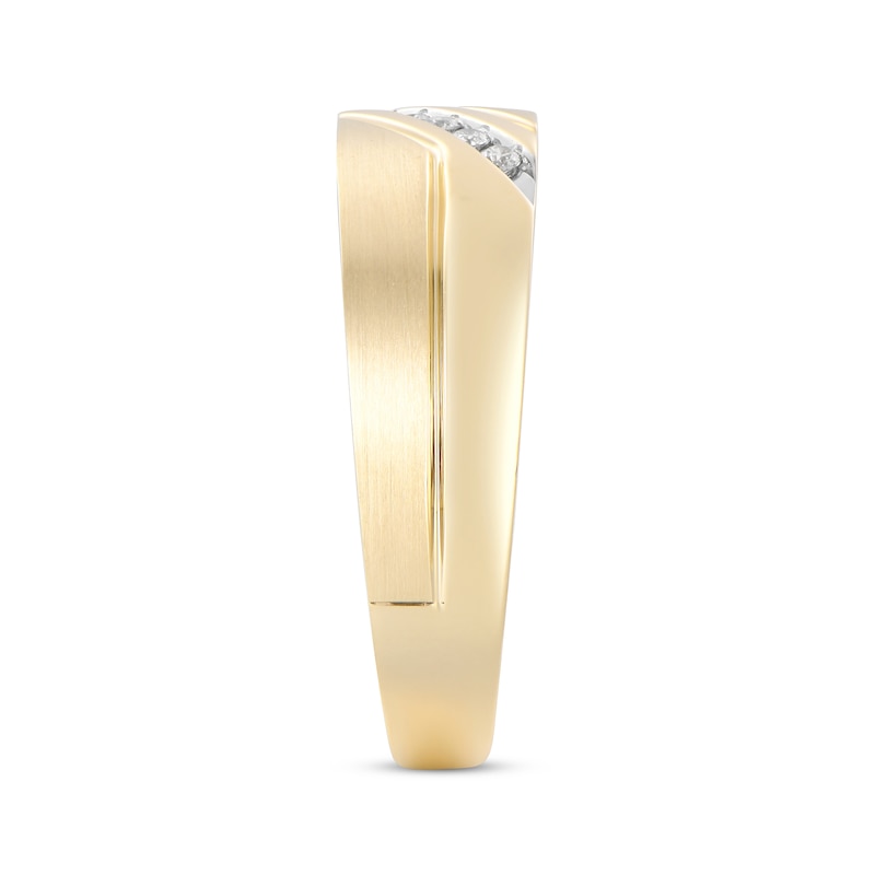 Main Image 2 of Now + Forever Men's Diamond Diagonal Wedding Ring 1/15 ct tw 10K Yellow Gold