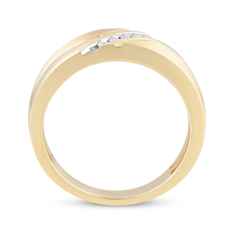 Main Image 3 of Now + Forever Men's Diamond Diagonal Wedding Ring 1/15 ct tw 10K Yellow Gold