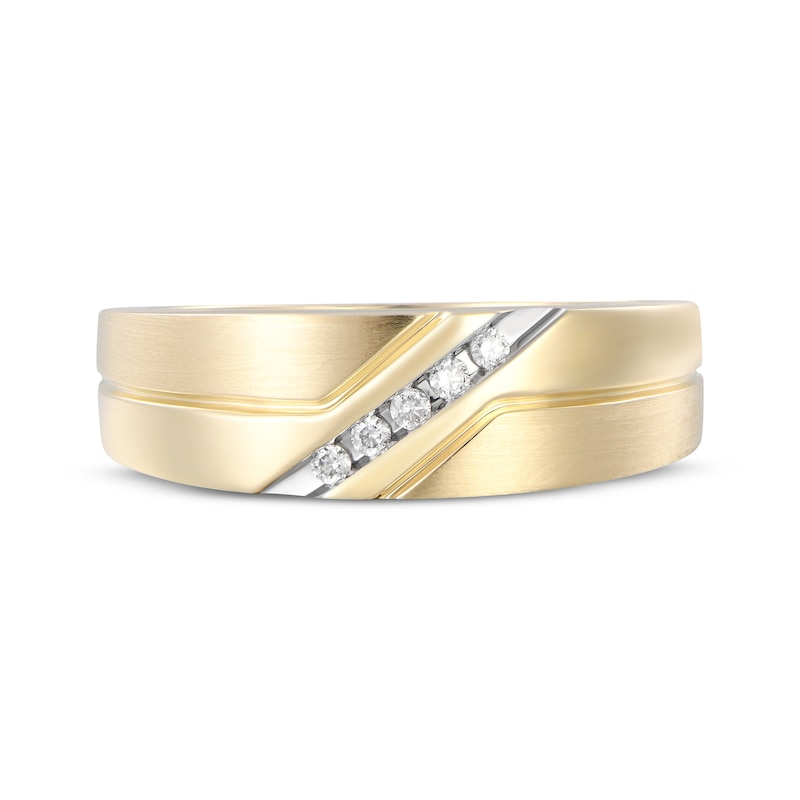 Main Image 4 of Now + Forever Men's Diamond Diagonal Wedding Ring 1/15 ct tw 10K Yellow Gold