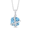 Thumbnail Image 1 of Cushion-Cut Sky Blue Topaz & White Lab-Created Sapphire Crisscross Necklace Sterling Silver 18&quot;