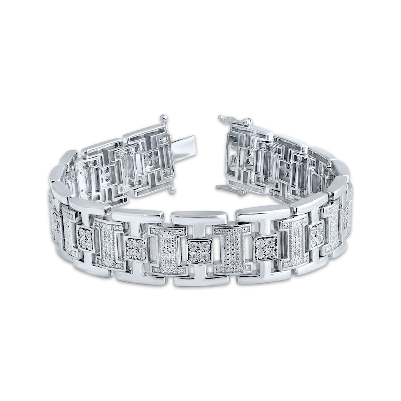 Main Image 2 of Men's Diamond I-Link Bracelet 3/4 ct tw Sterling Silver 8.5&quot;