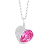 Thumbnail Image 1 of Pear-Shaped Pink Lab-Created Sapphire & White Lab-Created Sapphire Heart Necklace Sterling Silver 18&quot;
