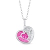 Thumbnail Image 3 of Pear-Shaped Pink Lab-Created Sapphire & White Lab-Created Sapphire Heart Necklace Sterling Silver 18&quot;