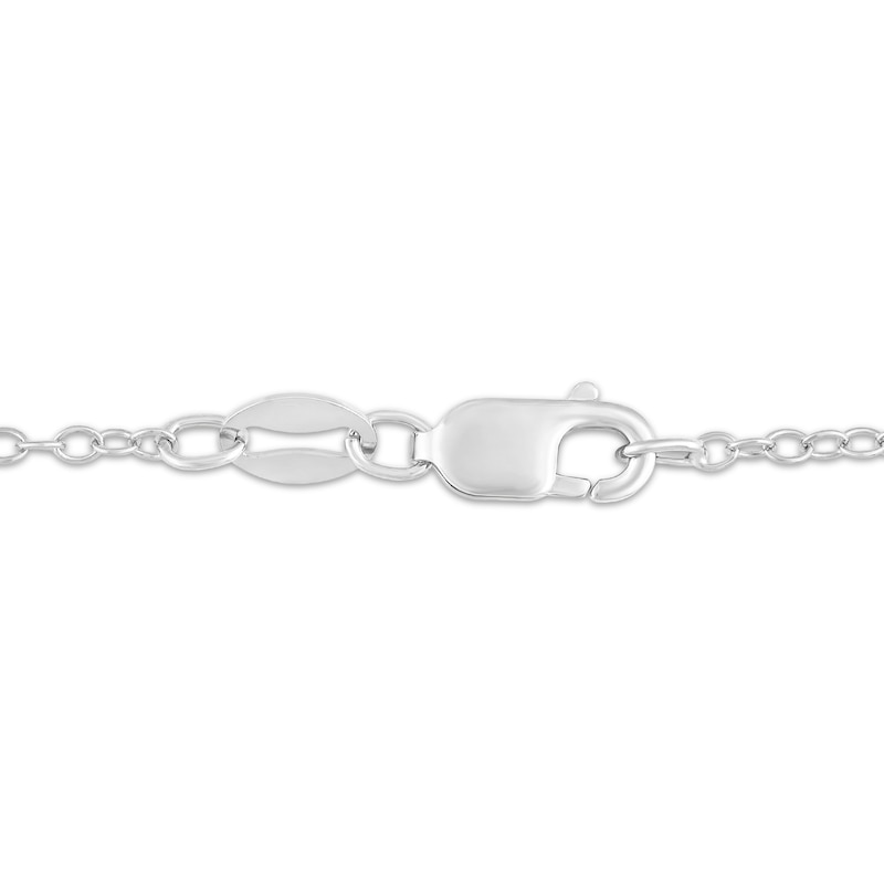 Main Image 4 of Pear-Shaped Pink Lab-Created Sapphire & White Lab-Created Sapphire Heart Necklace Sterling Silver 18&quot;