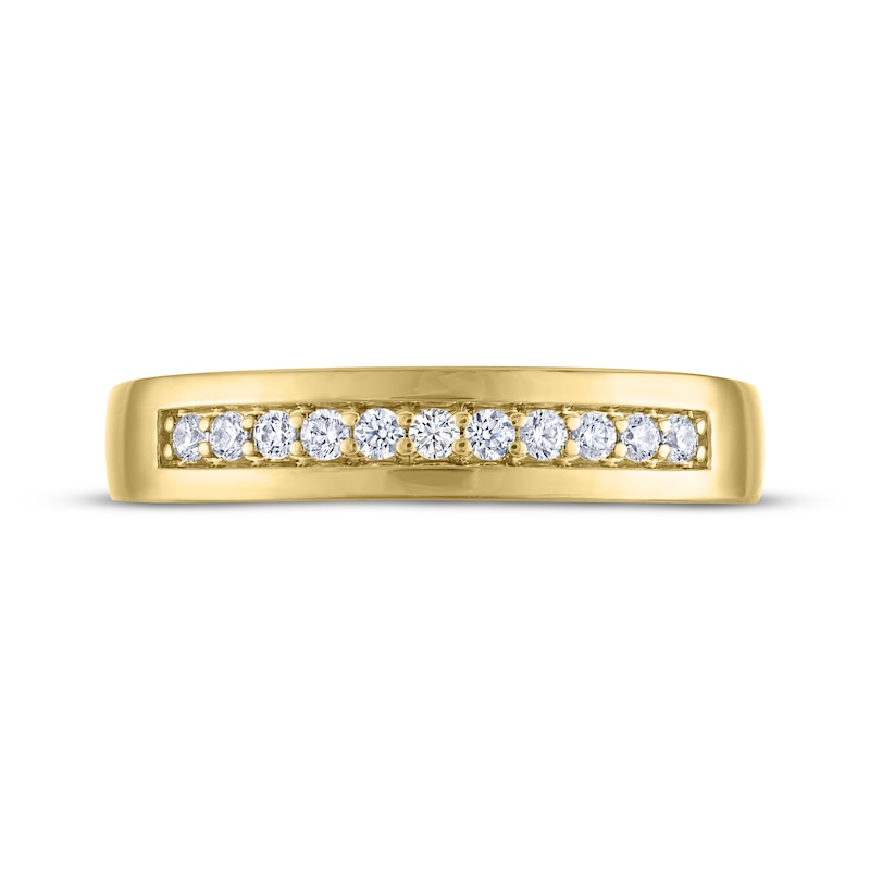Main Image 3 of Men's THE LEO Diamond Wedding Band 1/4 ct tw 14K Yellow Gold