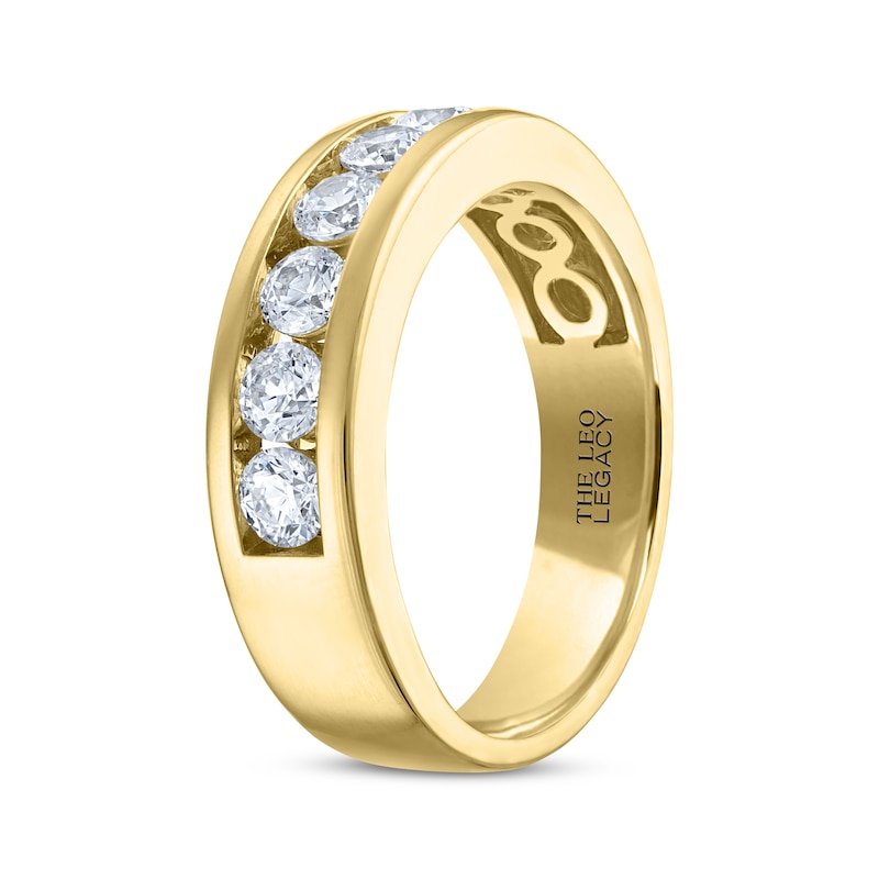 Main Image 2 of Men's THE LEO Legacy Lab-Grown Diamond Seven-Stone Wedding Band 1-1/2 ct tw 14K Yellow Gold