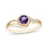 Thumbnail Image 1 of Amethyst & Diamond Swirl Ring 1/15 ct tw 10K Yellow Gold