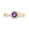 Thumbnail Image 3 of Amethyst & Diamond Swirl Ring 1/15 ct tw 10K Yellow Gold