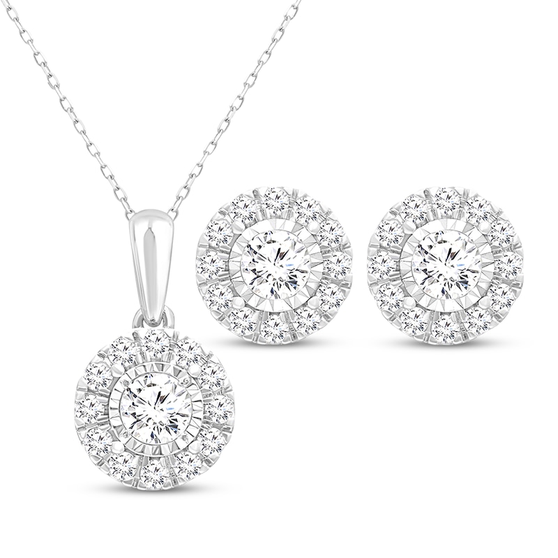 Lab-Created Diamonds by KAY Necklace & Earrings Gift Set 1 ct tw Sterling Silver