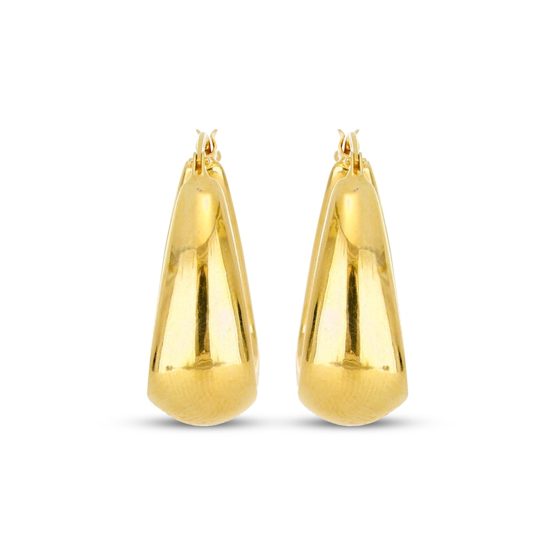 Main Image 2 of Hollow Rounded Triangle Puffed Hoop Earrings 14K Yellow Gold