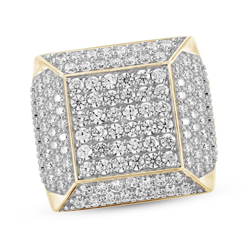 Main Image 1 of Men's Diamond Square Ring 4 ct tw 10K Yellow Gold