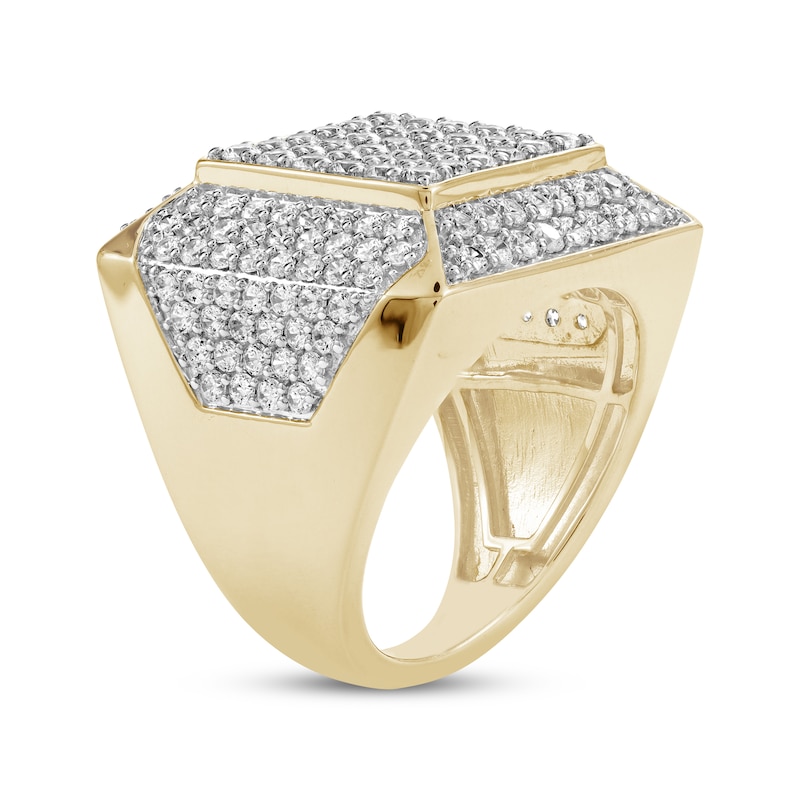 Main Image 2 of Men's Diamond Square Ring 4 ct tw 10K Yellow Gold