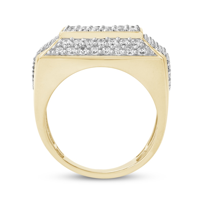 Main Image 4 of Men's Diamond Square Ring 4 ct tw 10K Yellow Gold