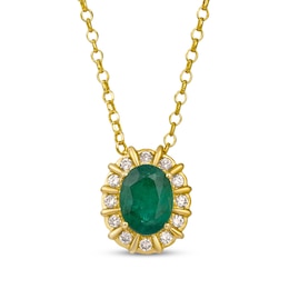 Le Vian Oval-Cut Emerald Necklace 1/8 ct tw Diamonds 14K Honey Gold 19"