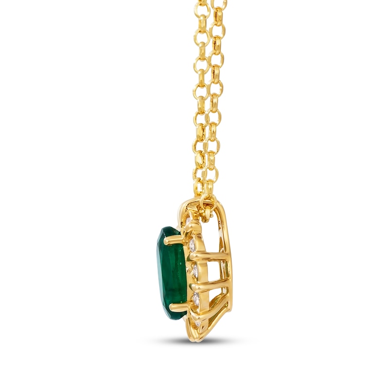 Main Image 2 of Le Vian Oval-Cut Emerald Necklace 1/8 ct tw Diamonds 14K Honey Gold 19&quot;