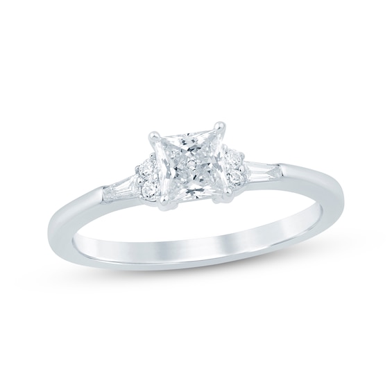 Now + Forever Princess-Cut Diamond Engagement Ring 3/4 ct tw 14K White Gold