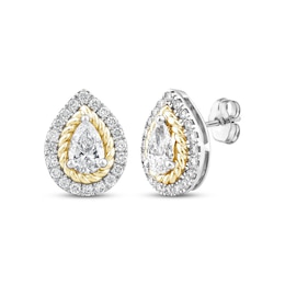 Threads of Love Lab-Grown Diamond Stud Earrings 1-1/2 ct tw 14K Two-Tone Gold