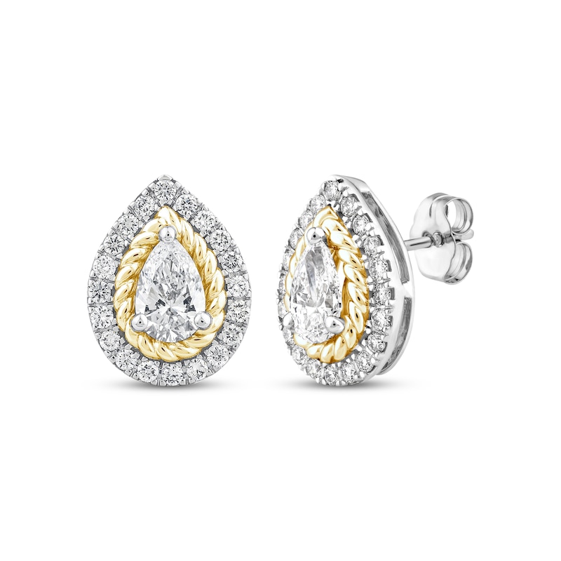 Main Image 1 of Threads of Love Lab-Grown Diamond Stud Earrings 1-1/2 ct tw 14K Two-Tone Gold