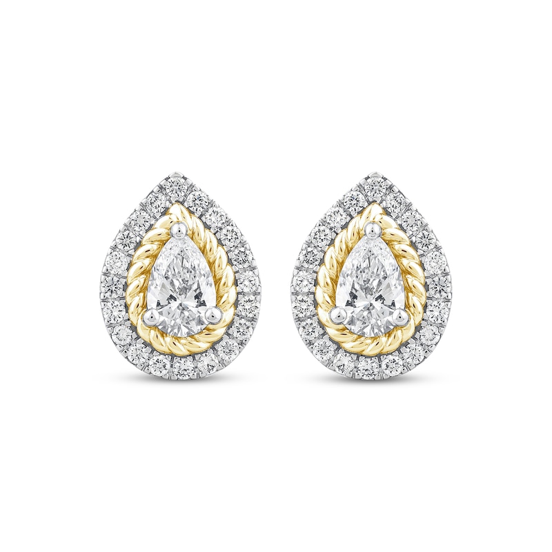 Main Image 2 of Threads of Love Lab-Grown Diamond Stud Earrings 1-1/2 ct tw 14K Two-Tone Gold