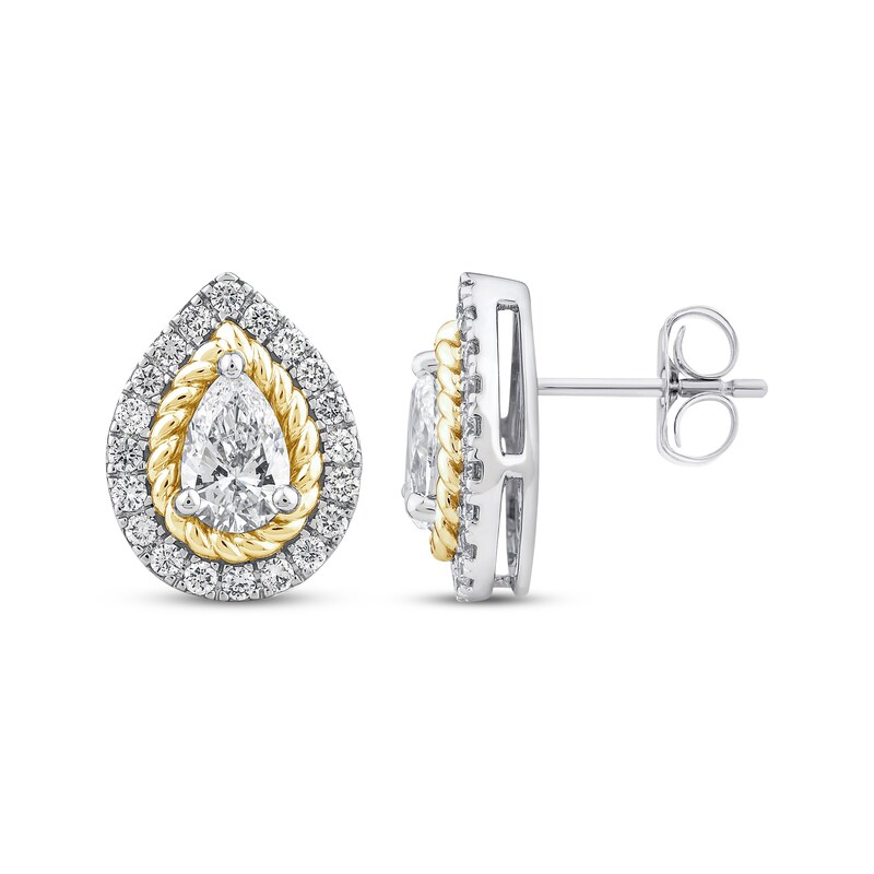 Main Image 3 of Threads of Love Lab-Grown Diamond Stud Earrings 1-1/2 ct tw 14K Two-Tone Gold