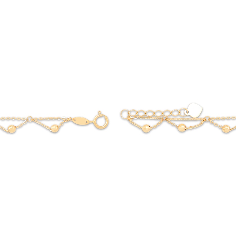 Main Image 4 of Diamond-Cut Bead Scalloped Station Anklet 10K Yellow Gold 10"