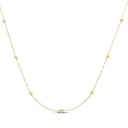 Bead Station Necklace Hollow 10K Yellow Gold 18"