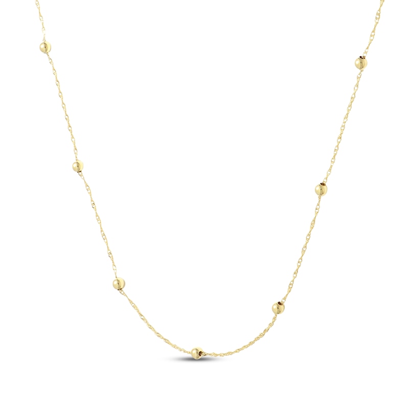 Main Image 2 of Bead Station Necklace Hollow 10K Yellow Gold 18&quot;