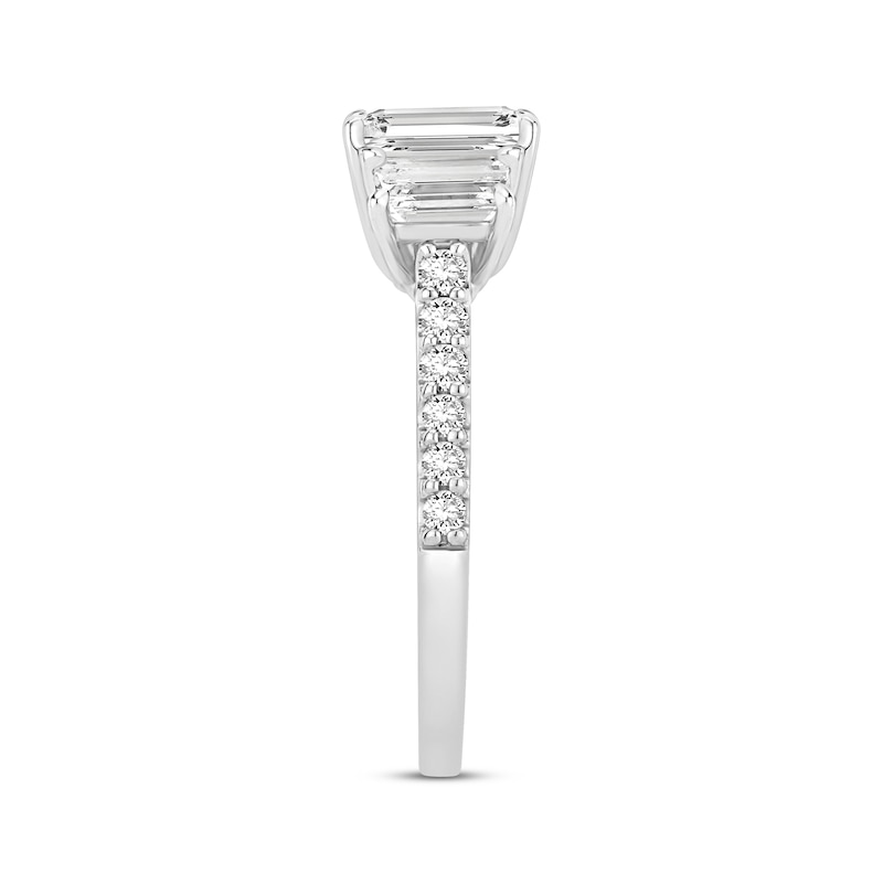 Main Image 3 of Now + Forever Lab-Grown Diamonds Emerald-Cut Three-Stone Engagement Ring 2 ct tw 14K White Gold