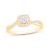 Thumbnail Image 1 of Now + Forever Round-Cut Diamond Halo Engagement Ring 1/4 ct tw 10K Two-Tone Gold
