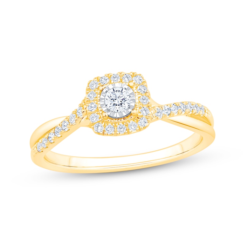 Main Image 1 of Now + Forever Round-Cut Diamond Halo Engagement Ring 1/4 ct tw 10K Two-Tone Gold