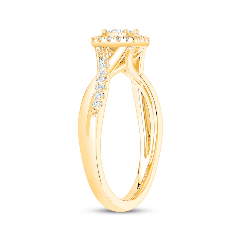Main Image 2 of Now + Forever Round-Cut Diamond Halo Engagement Ring 1/4 ct tw 10K Two-Tone Gold