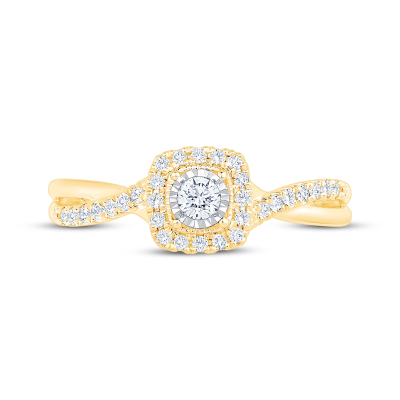 Main Image 3 of Now + Forever Round-Cut Diamond Halo Engagement Ring 1/4 ct tw 10K Two-Tone Gold