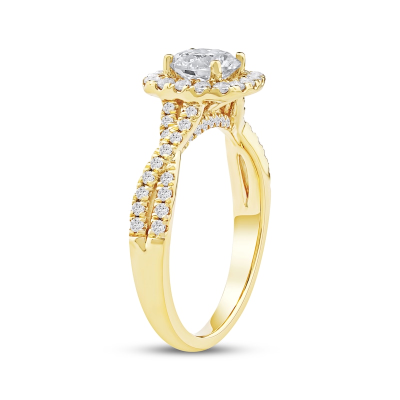 Main Image 2 of Now + Forever Lab-Grown Diamonds Round-Cut Halo Engagement Ring 1-1/2 ct tw 14K Yellow Gold