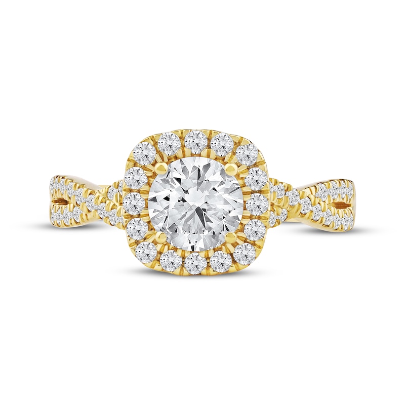 Main Image 3 of Now + Forever Lab-Grown Diamonds Round-Cut Halo Engagement Ring 1-1/2 ct tw 14K Yellow Gold