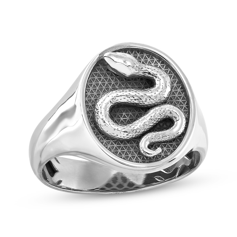 Main Image 1 of Men's Snake Signet Ring Sterling Silver